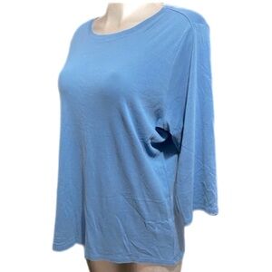 J. Jill Pima Cotton Ballet Sleeve Blue Tee Top Minimalist T-Shirt Plus Size 2X